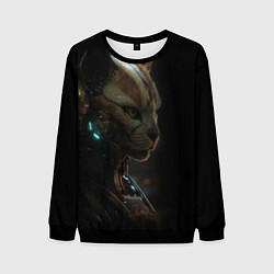 Свитшот мужской Cyber cat, цвет: 3D-черный