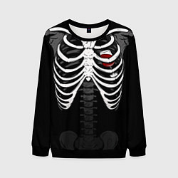 Свитшот мужской Скелет: ребра с винишком, цвет: 3D-черный