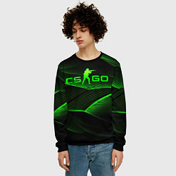 Свитшот мужской CSGO green abstract lines, цвет: 3D-черный — фото 2