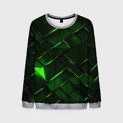 Свитшот мужской Зеленые элементы абстракция, цвет: 3D-меланж