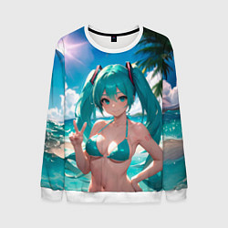 Свитшот мужской Хацуне Мику, цвет: 3D-белый