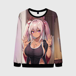Свитшот мужской Милая аниме блондинка, цвет: 3D-черный