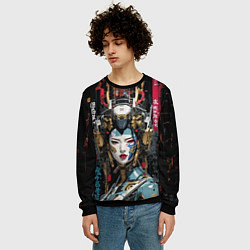 Свитшот мужской Японская девушка-андроид, цвет: 3D-черный — фото 2