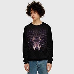 Свитшот мужской Волк в кромешной темноте, цвет: 3D-черный — фото 2