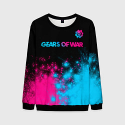 Свитшот мужской Gears of War - neon gradient: символ сверху, цвет: 3D-черный