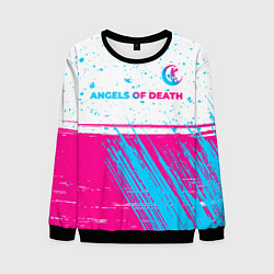 Свитшот мужской Angels of Death neon gradient style: символ сверху, цвет: 3D-черный