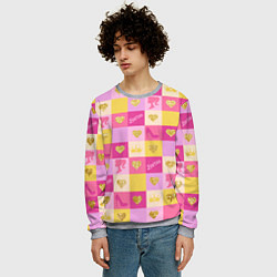 Свитшот мужской Барби: желтые и розовые квадраты паттерн, цвет: 3D-меланж — фото 2