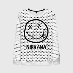 Свитшот мужской Nirvana glitch на светлом фоне, цвет: 3D-белый