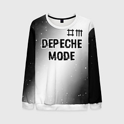 Свитшот мужской Depeche Mode glitch на светлом фоне: символ сверху, цвет: 3D-белый