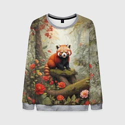 Свитшот мужской Красная панда в лесу, цвет: 3D-меланж