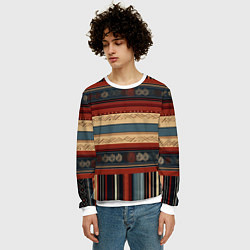 Свитшот мужской Этнический принт в полоску, цвет: 3D-белый — фото 2