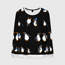 Свитшот мужской Веселая семья пингвинов, цвет: 3D-белый