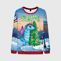 Мужской свитшот Дракон у елки 2024