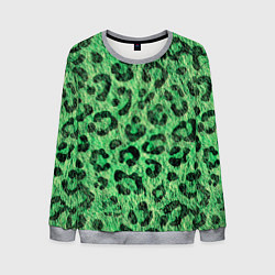 Свитшот мужской Зелёный леопард паттерн, цвет: 3D-меланж