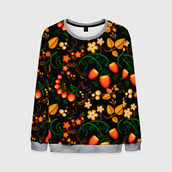 Мужской свитшот Хохлома - цветы и ягоды