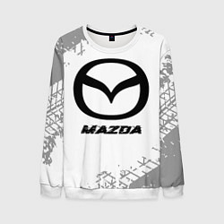 Мужской свитшот Mazda speed на светлом фоне со следами шин