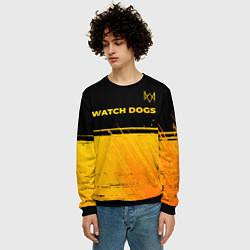Свитшот мужской Watch Dogs - gold gradient посередине, цвет: 3D-черный — фото 2
