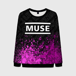 Свитшот мужской Muse rock legends посередине, цвет: 3D-черный