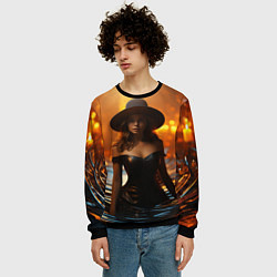 Свитшот мужской Красавица ведьма, цвет: 3D-черный — фото 2