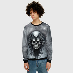 Свитшот мужской Череп биопанк, цвет: 3D-черный — фото 2