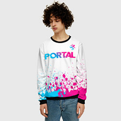 Свитшот мужской Portal neon gradient style посередине, цвет: 3D-черный — фото 2