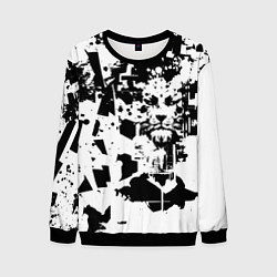Свитшот мужской Морда льва - абстракция, цвет: 3D-черный