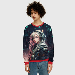 Свитшот мужской Девушка в узорчатой одежде, цвет: 3D-красный — фото 2