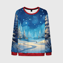 Мужской свитшот Зима в лесу елочки