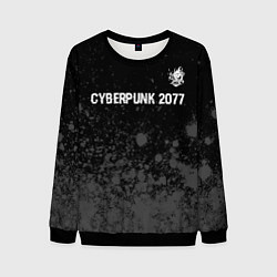 Свитшот мужской Cyberpunk 2077 glitch на темном фоне посередине, цвет: 3D-черный