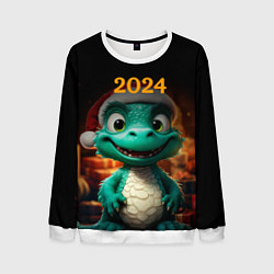 Свитшот мужской Зеленый дракон 2024, цвет: 3D-белый