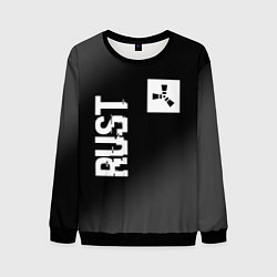 Свитшот мужской Rust glitch на темном фоне вертикально, цвет: 3D-черный