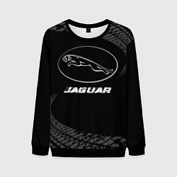 Свитшот мужской Jaguar speed на темном фоне со следами шин, цвет: 3D-черный
