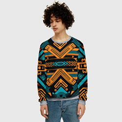Свитшот мужской Геометрический узор в стиле ацтеков, цвет: 3D-меланж — фото 2