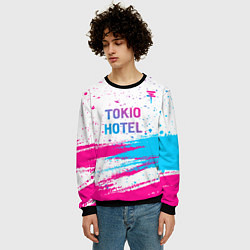 Свитшот мужской Tokio Hotel neon gradient style посередине, цвет: 3D-черный — фото 2