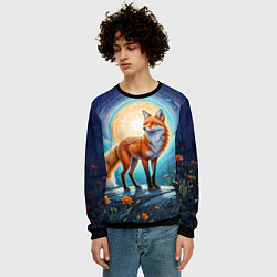 Свитшот мужской Мистическая лиса тотем лисы, цвет: 3D-черный — фото 2
