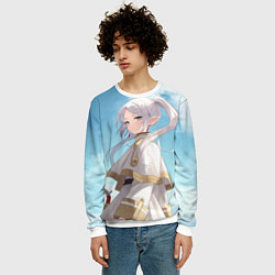 Свитшот мужской Фрирен и небо - эльфийка, цвет: 3D-белый — фото 2