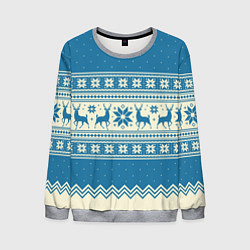 Свитшот мужской Sweater with deer on a blue background, цвет: 3D-меланж