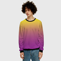 Свитшот мужской Желто-фиолетовый градиент, цвет: 3D-черный — фото 2