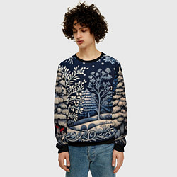 Свитшот мужской Ледяные узоры нового года, цвет: 3D-черный — фото 2