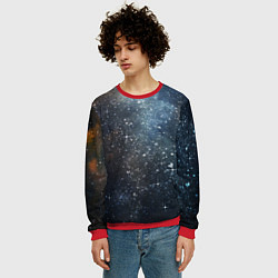 Свитшот мужской Темное космическое звездное небо, цвет: 3D-красный — фото 2
