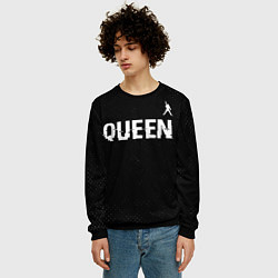Свитшот мужской Queen glitch на темном фоне посередине, цвет: 3D-черный — фото 2