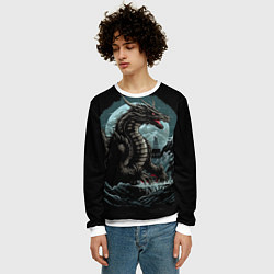 Свитшот мужской Дракон зимних ночей, цвет: 3D-белый — фото 2