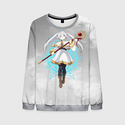 Свитшот мужской Фрирен провожающая в последний путь - чб, цвет: 3D-меланж