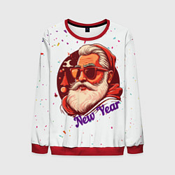 Свитшот мужской Санта в очках, цвет: 3D-красный
