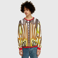 Свитшот мужской Абстрактный рисунок по мотивам крыла бабочки, цвет: 3D-красный — фото 2