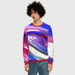 Свитшот мужской Вязкая абстракция в фиолетовых оттенках, цвет: 3D-красный — фото 2
