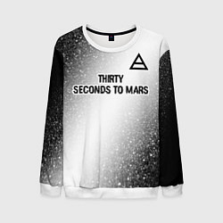 Свитшот мужской Thirty Seconds to Mars glitch на светлом фоне посе, цвет: 3D-белый