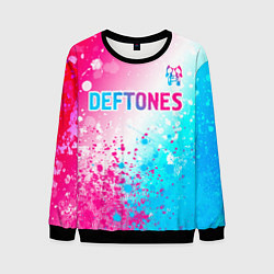 Мужской свитшот Deftones neon gradient style посередине