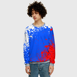 Свитшот мужской Флаг России - брызги, цвет: 3D-меланж — фото 2
