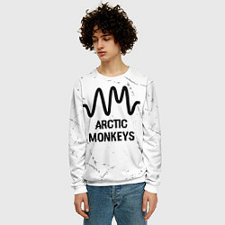 Свитшот мужской Arctic Monkeys glitch на светлом фоне, цвет: 3D-белый — фото 2